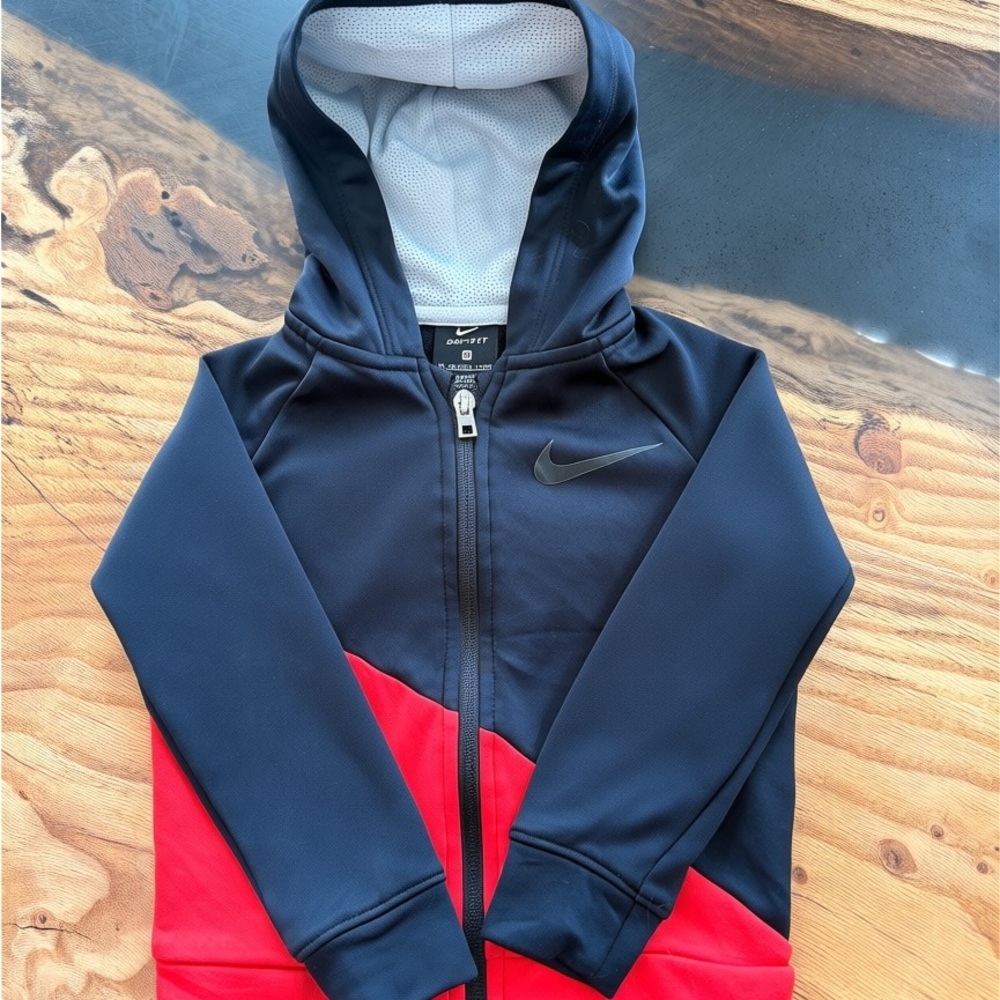Nike Toddler Hoodie 2T Black Red Dri-FIT Full Zip Big Logo
